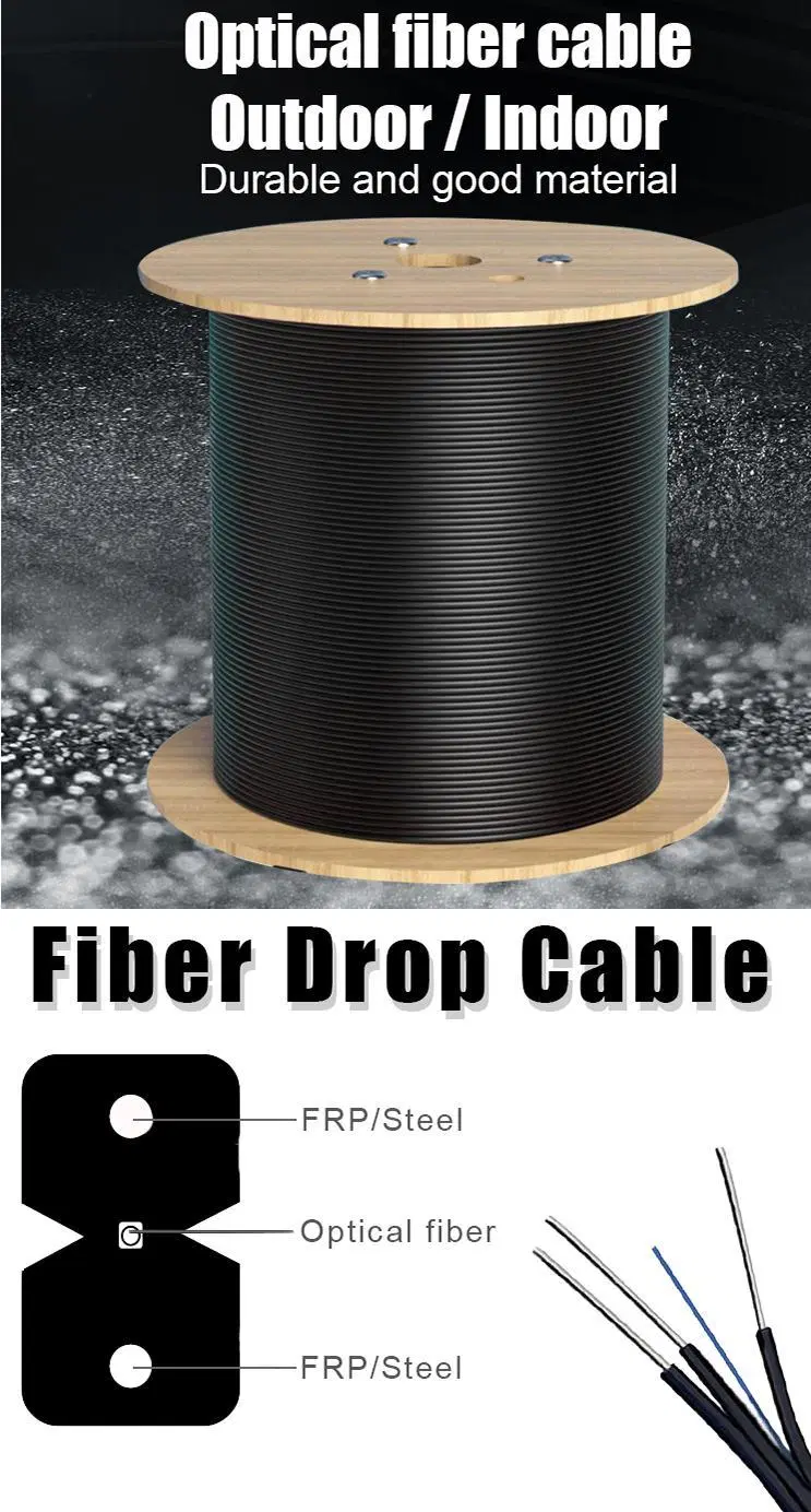 Gcabling 1 Sx Core Drop Optical Outdoor Indoor Single Mode Drop FTTH Fiber Optic Cable