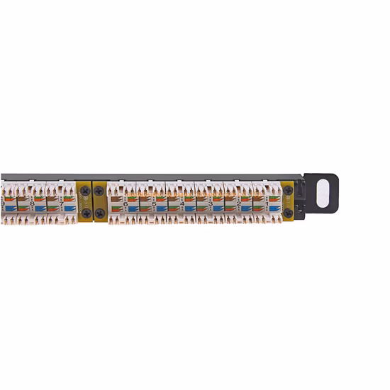 0.5u 19 Inch 24 Port CAT6/6A/Cat. 5e UTP Patch Panel 50u′ ′ Golden Plated with Back Bar
